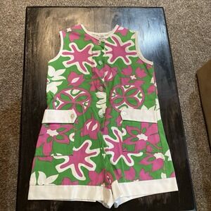 Vintage Sears Little Girls Summer Romper Jumper Size 6x Boho Hippie Floral 60s